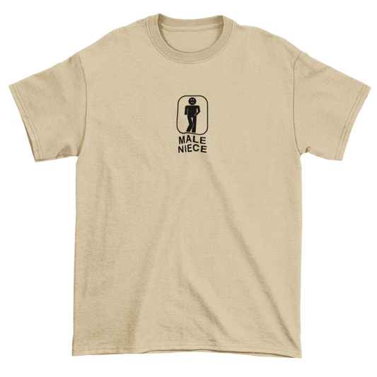 Male Niece Restroom Sign - Sand Tee
